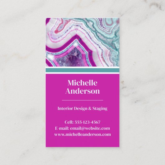 Modern Agaat Monogram Visitekaartje (Achterkant)