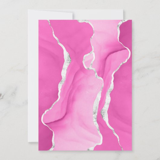 Modern Agaat Roze Zilver Save the Date Kaart (Achterkant)