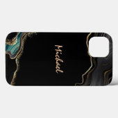 Modern Agaat Zwart Goud Glitter Script Naam Case-Mate iPhone Case (Achterkant (horizontaal))