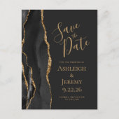 Modern Agate Black Gold Dark Save the Date Briefkaart (Voorkant)