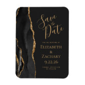 Modern Agate Black Gold Dark Save the Date Magneet (Verticaal)