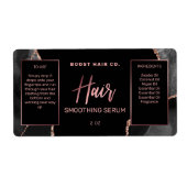 Modern Agate Black Roos Gold Hair Serum Labels (Voorkant)
