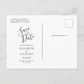 Modern Agate Black Roos Gold Save the Date Dark Aankondigingskaart (Achterkant)