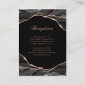 Modern Agate Black Roos Gold Wedding Reception Informatiekaartje (Voorkant)