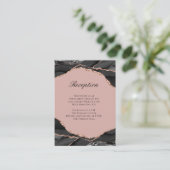 Modern Agate Black Roos Gold Wedding Reception Informatiekaartje (Staand voorkant)