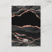 Modern Agate Black Roos Gold Wedding Reception Informatiekaartje (Achterkant)