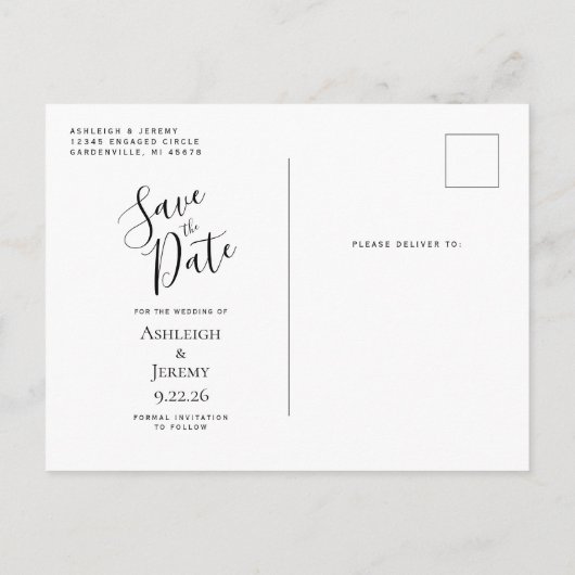Modern Agate Black Silver Save the Date Aankondigingskaart (Achterkant)