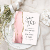 Modern Agate Blush Gold Save the Date Notice Aankondigingskaart