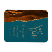 Modern Agate Burnt Oranje Gold Blauwgroen Opslaan  Magneet (Horizontaal)