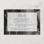 Modern Agate Frame Black Gold Wedding Details Informatiekaartje (Voorkant)