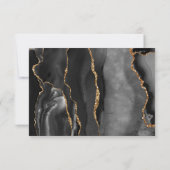Modern Agate Frame Black Gold Wedding RSVP Kaartje (Achterkant)