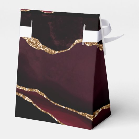 Modern Agate Geode Arch Burgundy Gold Bedankdoosjes (Achterkant)