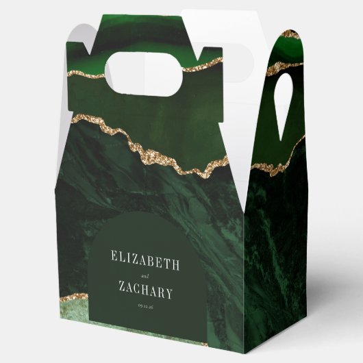 Modern Agate Geode Arch Hunter Green Gold Bedankdoosjes (Geopend)