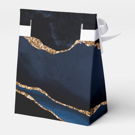 Modern Agate Geode Arch Navy Blue Gold Bedankdoosjes (Achterkant)