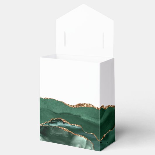 Modern Agate Geode Emerald Green Gold Bedankdoosjes (Geopend)