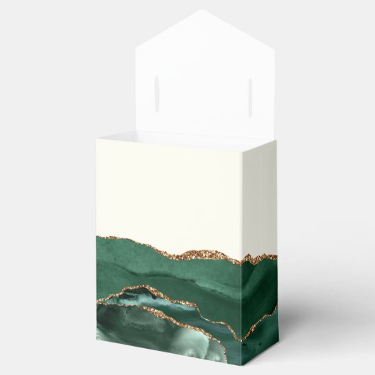 Modern Agate Geode Emerald Green Gold Bedankdoosjes (Geopend)