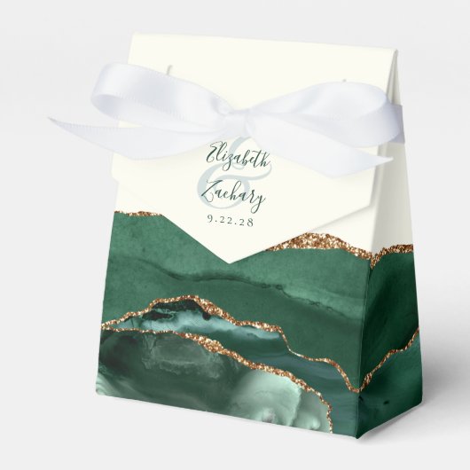 Modern Agate Geode Emerald Green Gold Bedankdoosjes (Voorkant Zijde)