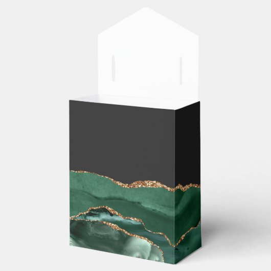 Modern Agate Geode Emerald Green Gold Donk Bedankdoosjes (Geopend)