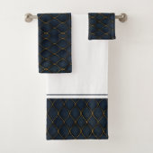 Modern Agate Geode Navy Blue Gold Monogram Bad Handdoek (Insitu)