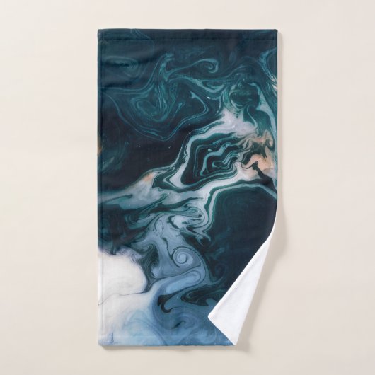 Modern Agate Geode Navy Blue Gold Monogram Bad Handdoek (Handdoek)