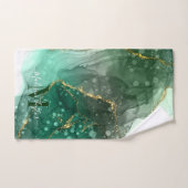Modern Agate Geode Zee Green Gold Monogram Script Bad Handdoek (Handdoek)
