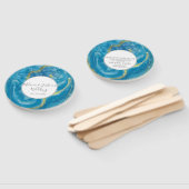 Modern Agate Geodes Crytal Blue Gold Weduwronde Handwaaier (Niet-gemonteerd)