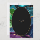 Modern Agate Gold Ovaal Lijst bruiloft Kaart (Achterkant)