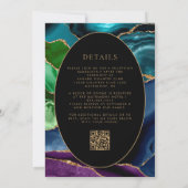 Modern Agate Gold Ovaal Lijst QR Code Huwelijk Kaart (Achterkant)