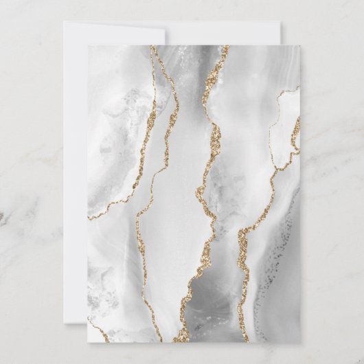 Modern Agate Grey Gold Donk sparen de Datum Aankondiging (Achterkant)