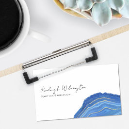 Modern Agate Marble Blue Glitter Geode Visitekaartje