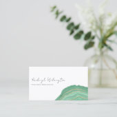 Modern Agate Marble Green Gold Glitter Geode Visitekaartje (Staand voorkant)