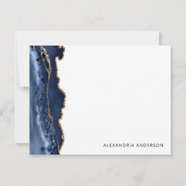 Modern Agate Navy Blue Glitter Marble Geode Notitiekaartje