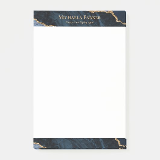 Modern Agate Navy Blue Gold Geode Business Post-it® Notes (Voorkant)