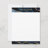 Modern Agate Navy Blue Gold Geode Notitiekaartje (Voorkant)