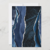 Modern Agate Navy Blue Silver Wedding Kaart (Achterkant)
