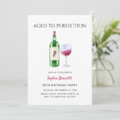Modern Aged To Perfection Wine Birthday Party Kaart (Staand voorkant)
