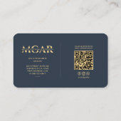 Modern AI Specialist Monogram Elegant Blue Visitekaartje (Achterkant)