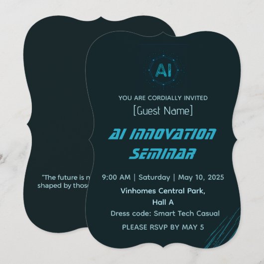 Modern AI & Tech Innovation Conference Invitation Kaart (Voorkant / Achterkant)