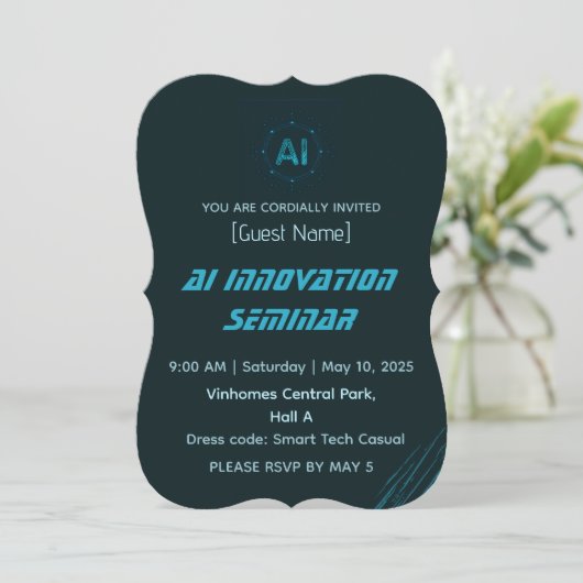 Modern AI & Tech Innovation Conference Invitation Kaart (Staand voorkant)