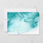 Modern Airy Blue Turquoise Gold Wedding Enclosure RSVP Kaartje (Achterkant)