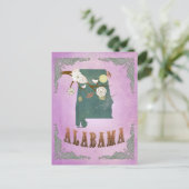 Modern  Alabama State Map- Druif Paarse Briefkaart (Staand voorkant)