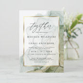 Modern Alcohol Ink Wedding Faded Sage Green Kaart (Staand voorkant)