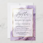 Modern Alcohol Ink Wedding Roos Plum Invitation Kaart (Voorkant)