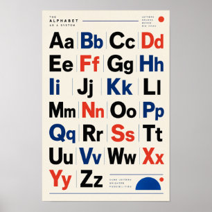 Modern alfabet hoofdletters en kleine letters educ poster