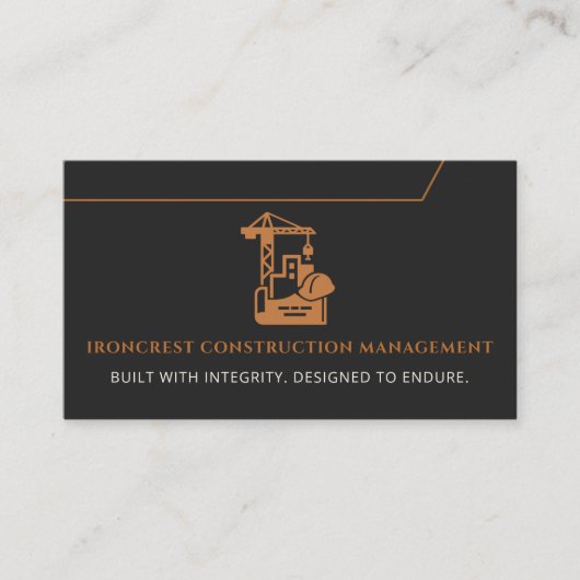 Modern algemeen bouwmanagement zwart visitekaartje (Voorkant)