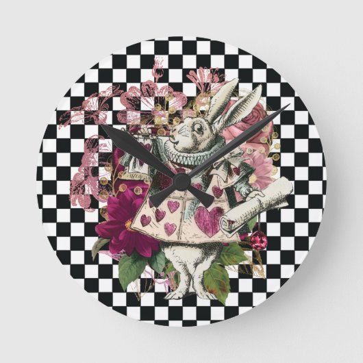 Modern Alice in Wonderland Rabbit Ronde Klok (Voorkant)