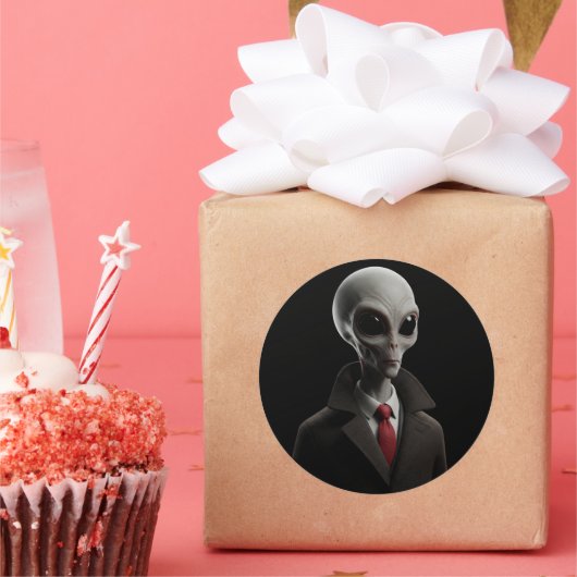 Modern Alien Ronde Sticker (Feest)