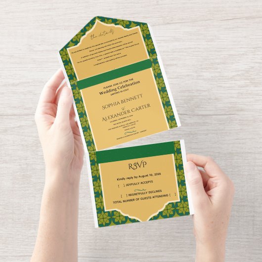 Modern All-in-One Wedding Invite All In One Uitnodiging (Uittrekbaar)
