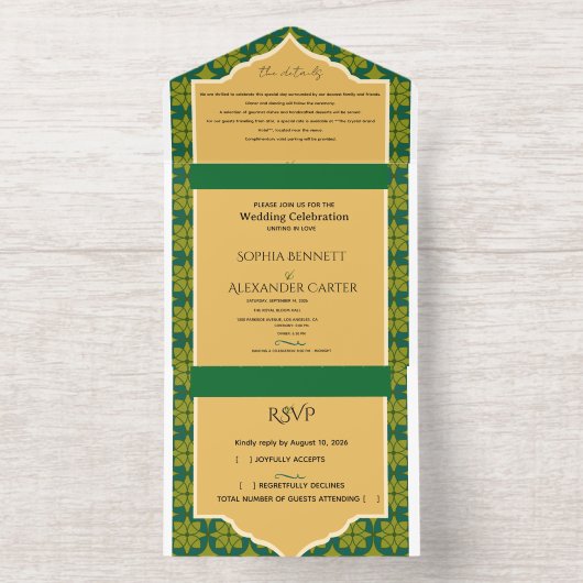 Modern All-in-One Wedding Invite All In One Uitnodiging (Binnenkant)