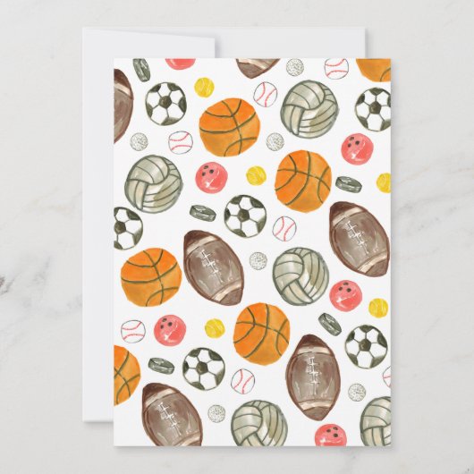 Modern All Star Sports Balls Team Kind Boy Verjaar Kaart (Achterkant)